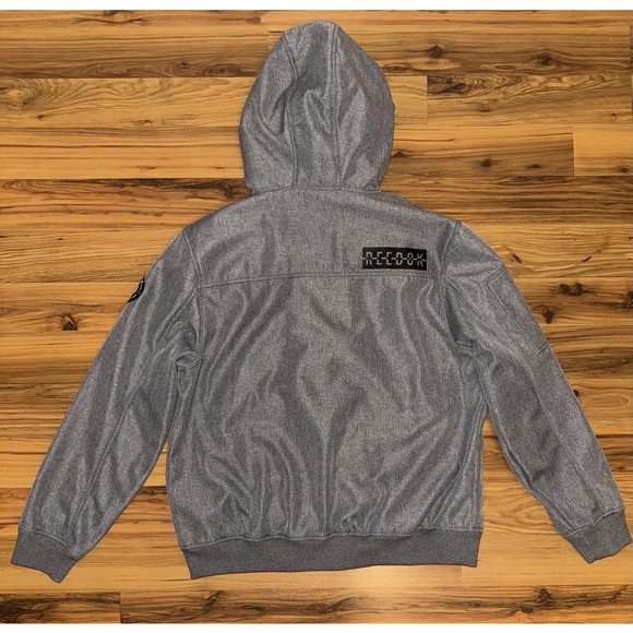 Reebok Men’s XL Hooded Softshell Jacket Gray Fleece Lined Zip Pockets - Picture 2 of 11